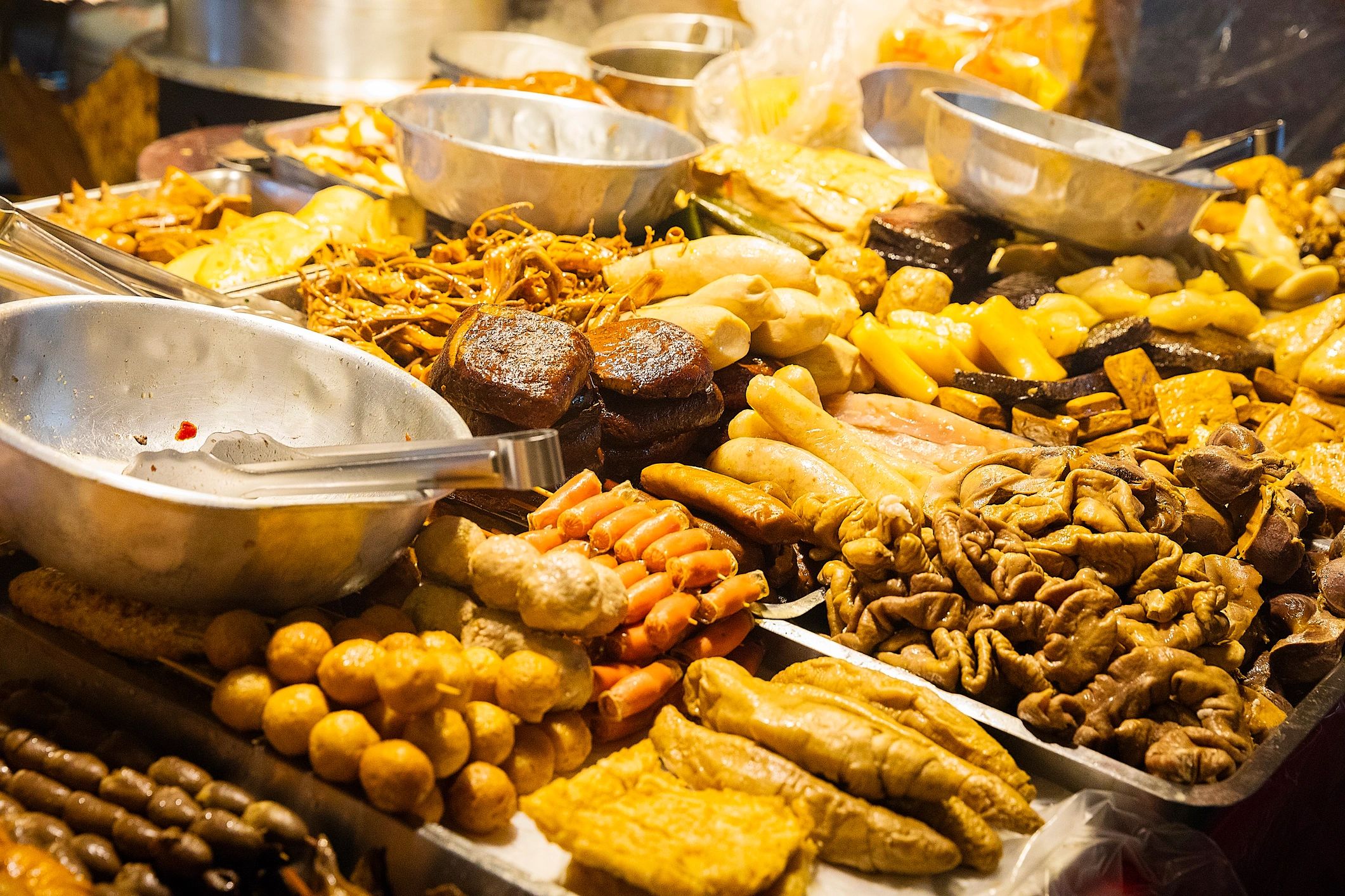 Street food stalls at a night market