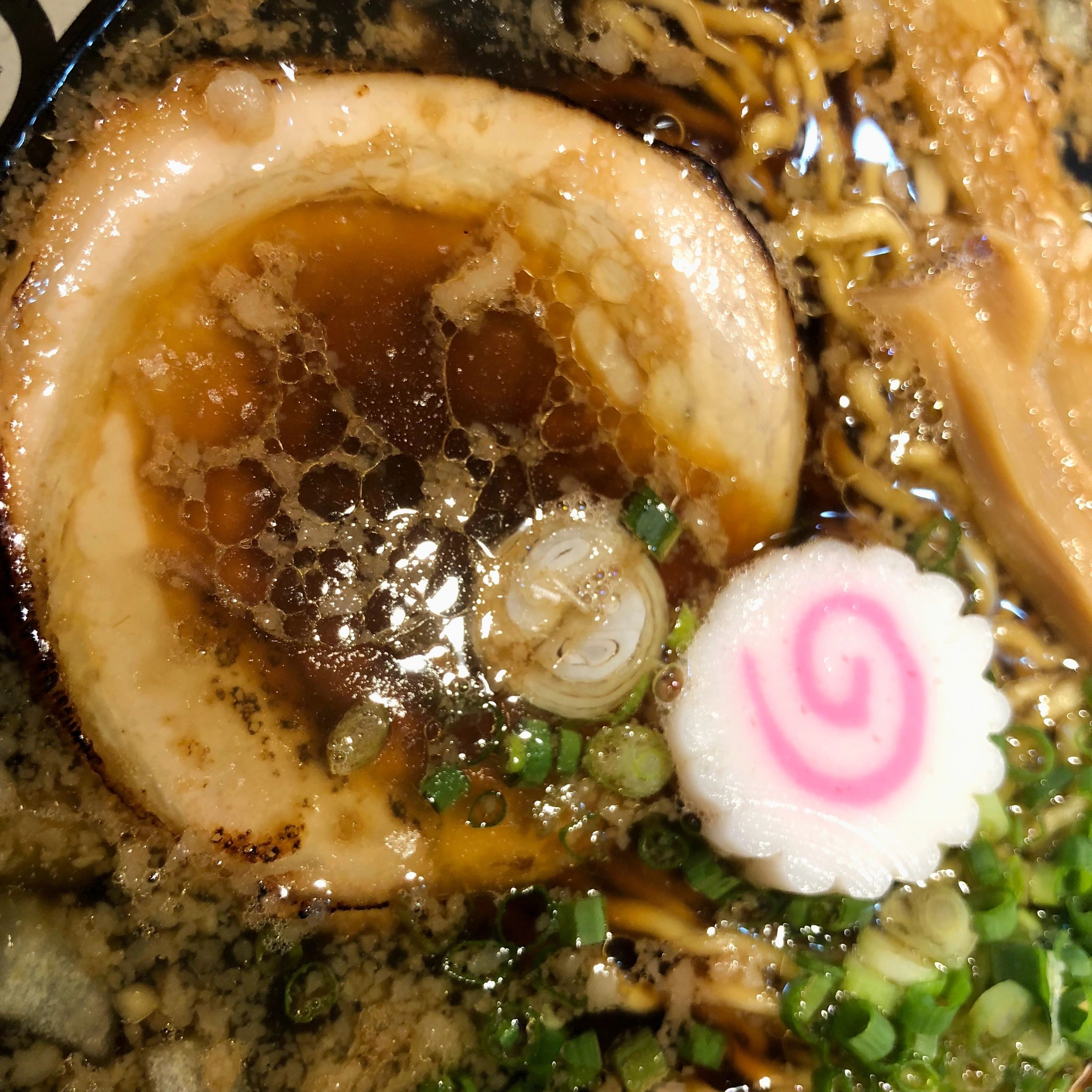 Ramen bowl with noodles and toppings