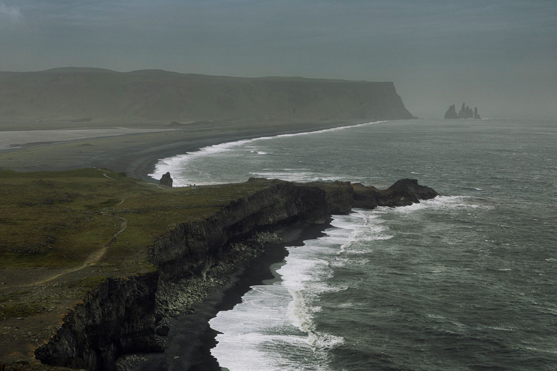 Black sand beach and cliffs in Vik, Iceland