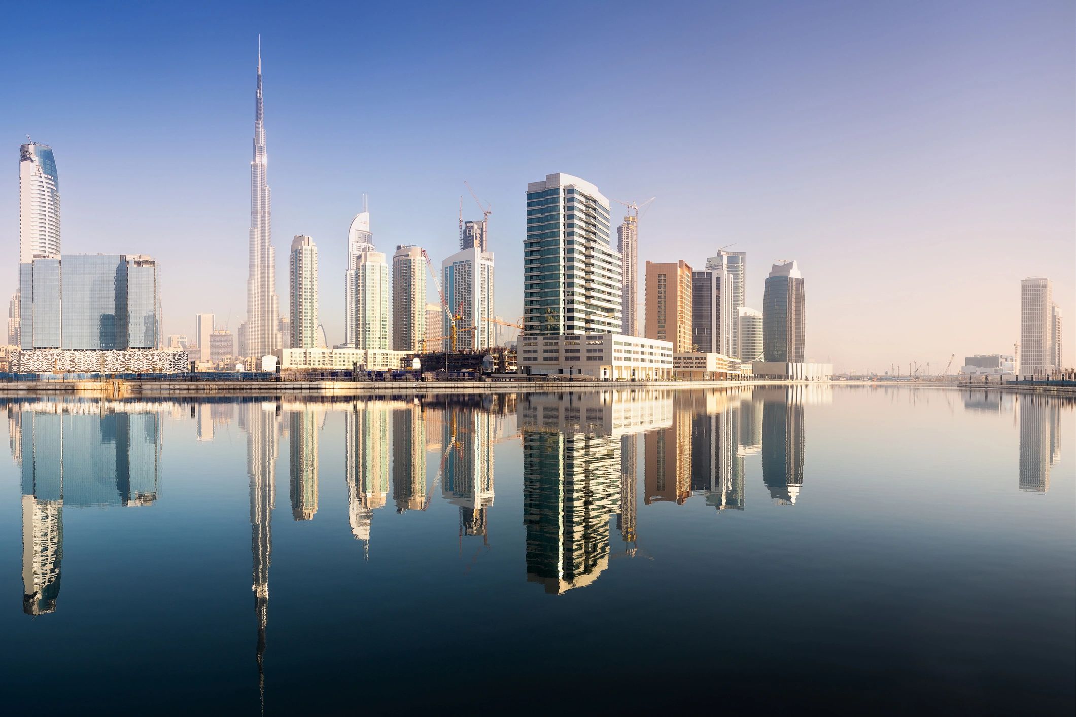 Dubai Business Bay skyline at sunrise