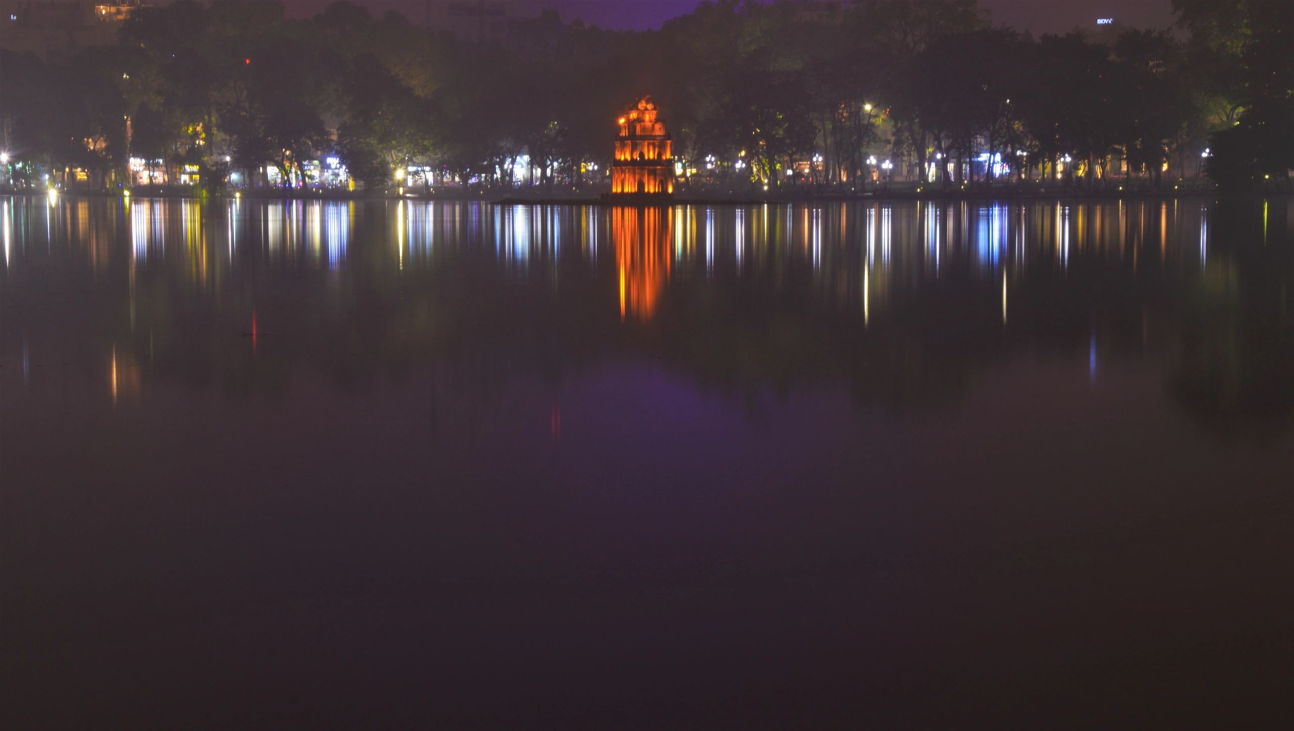 Hoan Kiem Lake and Turtle Tower at night, Hanoi