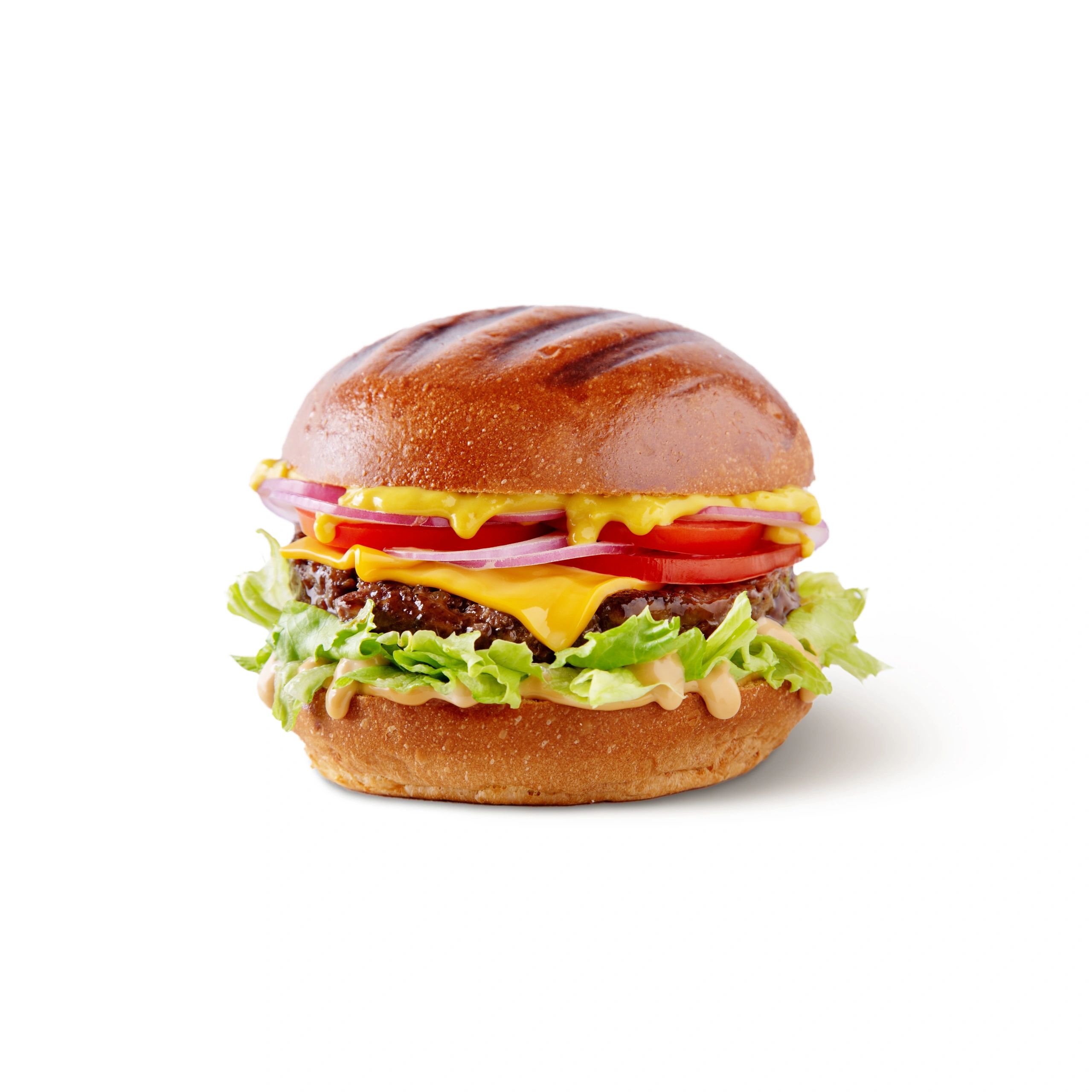 Burger and fries on a plate