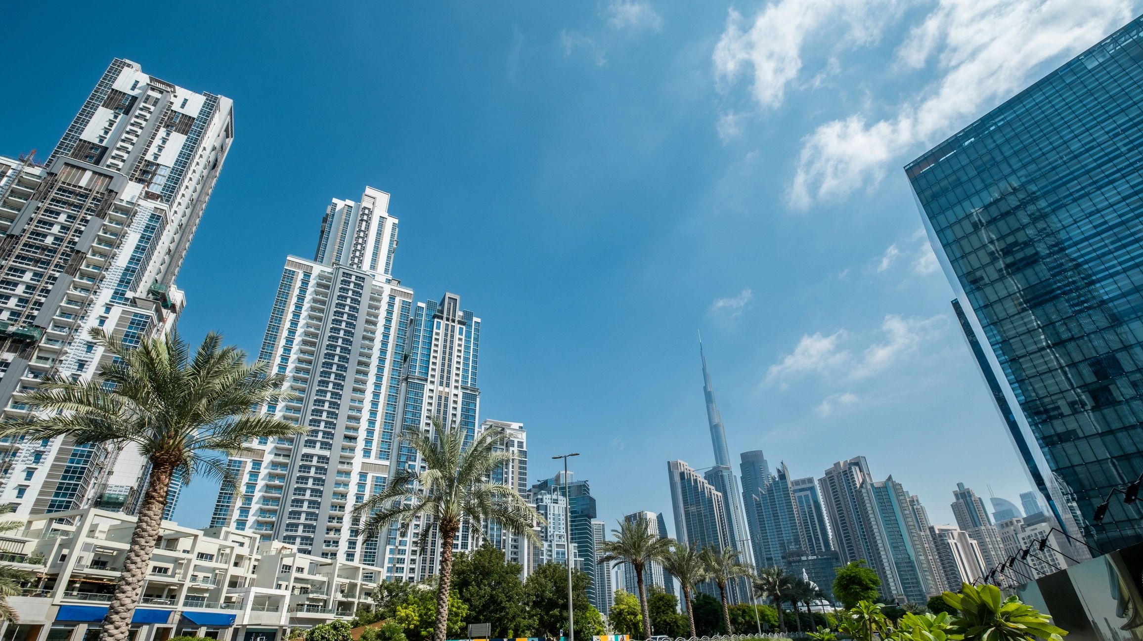 Dubai skyline with Burj Khalifa in the distance