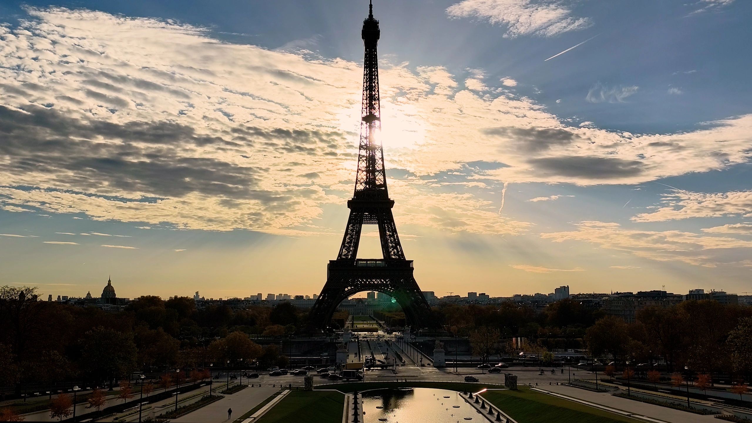 Eiffel Tower at sunset in Paris
