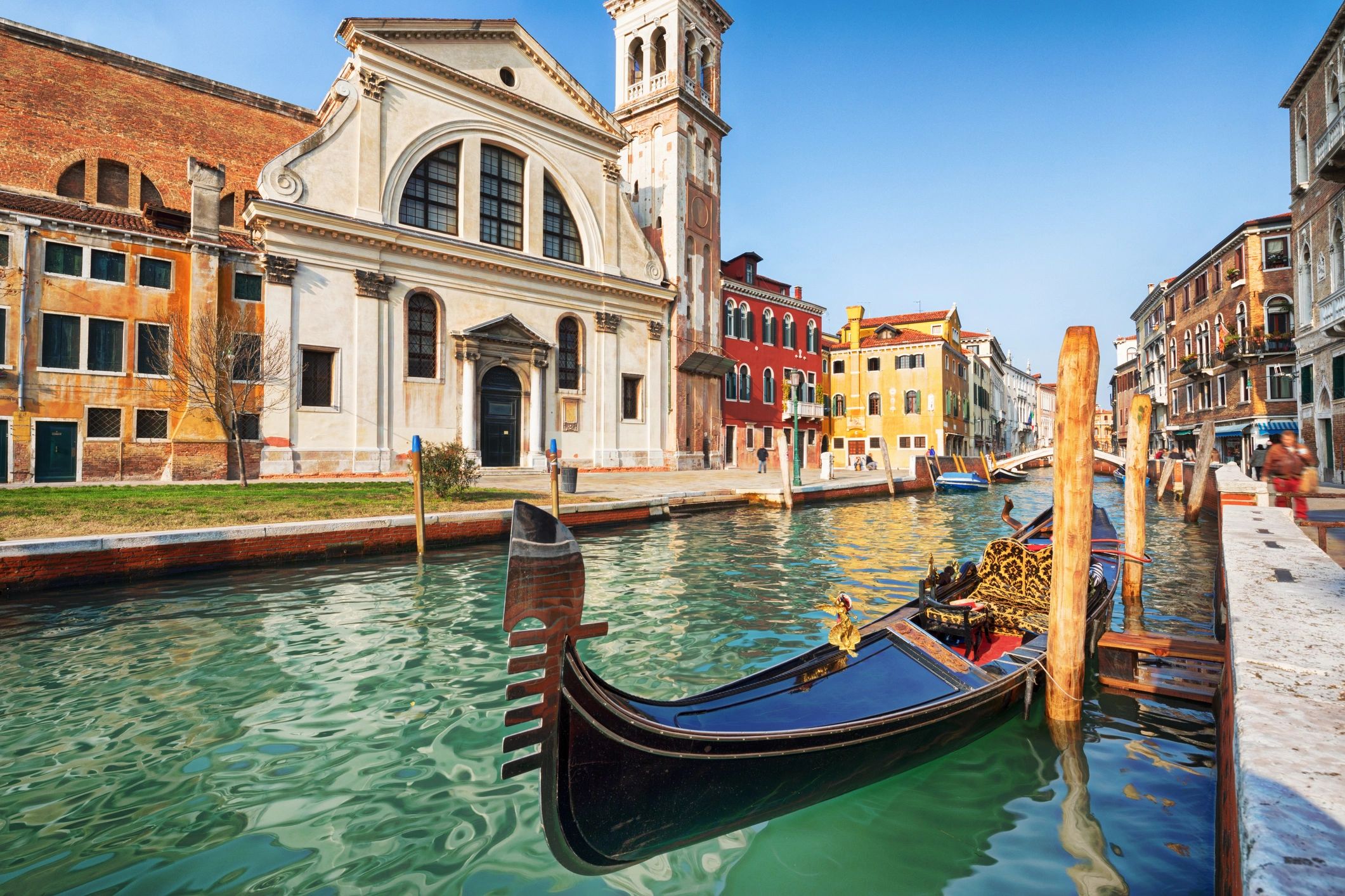 Gondolas on the water in Venice